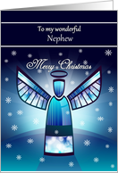 Nephew / Merry Christmas - Abstract Angel & Snowflakes card