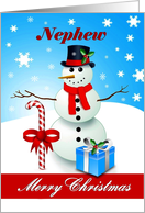 Nephew Merry Christmas - Snowman/candy-cane/ gift card