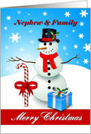 Nephew / Family Merry Christmas - Snowman/candy-cane/ gift card