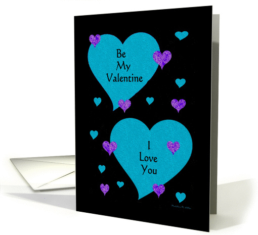 Be My Valentine - I love You /  blue-purple-hearts card (307019)