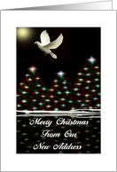 Merry Christmas - From Or New Address / Christmas trees/Dove card