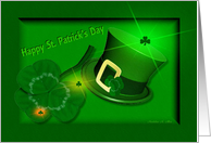 Happy St. Patrick’s Day / Shamrock -Top hat-green card