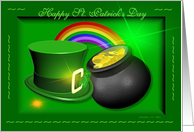 Happy St. Patrick’s Day / Shamrock -Top hat-rainbow-pot of gold card