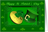 Happy St. Patrick’s Day / Shamrocks -Top hat-Gold coin card