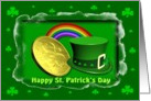 Happy St. Patrick’s Day / Shamrocks -Top hat-gold coin -rainbow card