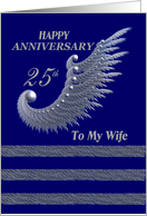 Happy Anniversary 25th - To my wife / silver & navy card