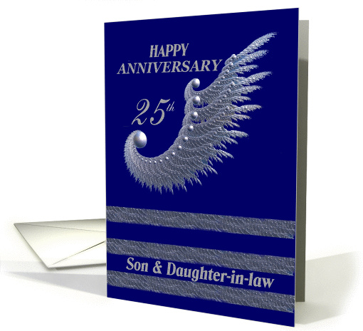 Happy Anniversary 25th - Son & Daughter-in-law  /   silver & navy card