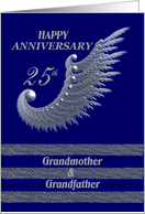 Happy Anniversary 25th - Grandmother & Grandfather / silver & navy card