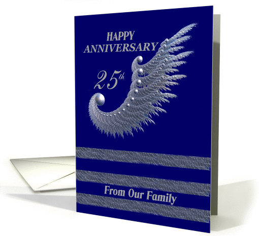 Happy Anniversary 25th -  From Our Family /   silver & navy card
