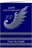 Happy Anniversary 25th - From Our Family / silver & navy card