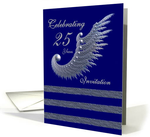 Celebrating 25 years -   Invitation /   silver & navy card (382676)