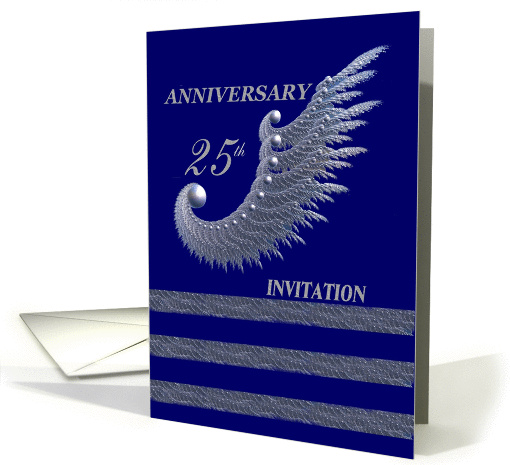 25TH Anniversary -   Invitation /   silver & navy card (382677)