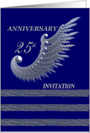 25TH Anniversary - Invitation / silver & navy card
