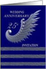 25TH Wedding Anniversary - Invitation / silver & navy card