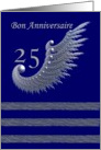 French - Bon Anniversaire / 25th Anniversary / silver & navy card