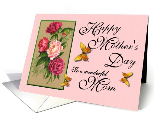 Happy Mother's Day - To a wonderful Mom / Peonies & Butterflies card