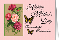 Happy Mother’s Day - To a wonderful Sister-in-law / Peonies & Butterflies card