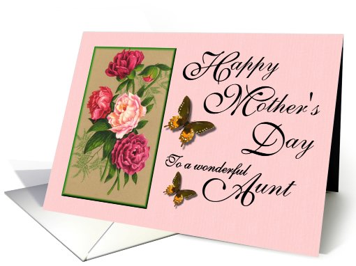 Happy Mother's Day - To a wonderful Aunt  / Peonies & Butterflies card