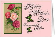 Happy Mother’s Day - To a wonderful Niece / Peonies & Butterflies card