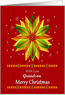 Grandson / Merry Christmas - Snowflakes/Red Background card