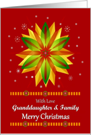 Granddaughter & Family / Merry Christmas - Snowflakes/Red Background card