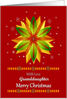 Granddaughter / Merry Christmas - Snowflakes/Red Background card