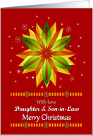 Daughter & Son-in-law / Merry Christmas - Snowflakes/Red Background card