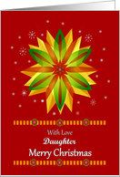 Daughter / Merry Christmas - Snowflakes/Red Background card