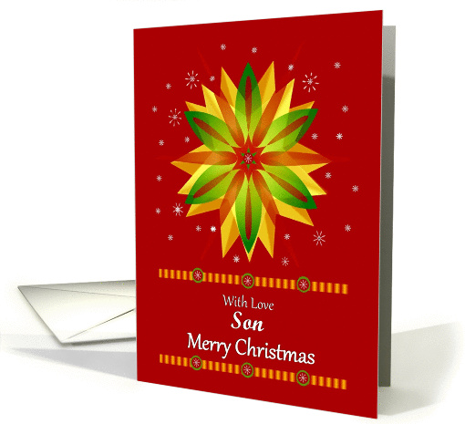 Son / Merry Christmas - Snowflakes/Red Background card (483566)