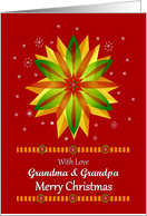 Grandma & Grandpa Merry Christmas-Vibrant Snowflake / Red Background card