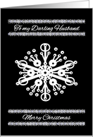 Husband / Merry Christmas - Snowflake and Silver Garland on Black card