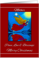 Mother / Merry Christmas - Peace, Love & Blessings - Angel card