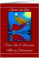 Sister-in-law / Merry Christmas - Peace, Love & Blessings - Angel card