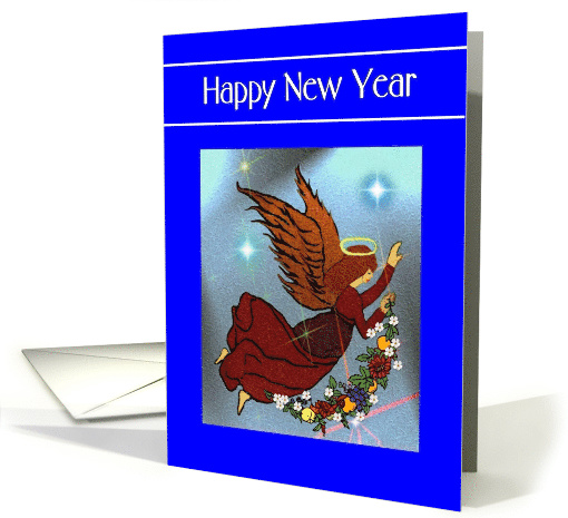 Happy New Year / Angel Carring an Ornamental Garland card (538339)