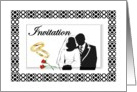 Wedding Invitation / B/W Silhouette - Rings - Roses card