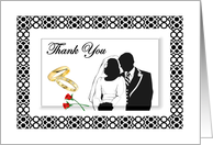 Wedding Gift Thank You / B/W Silhouette - Rings - Roses card