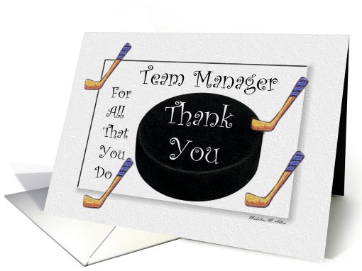 Thank You / Hockey Team Manager card (588488)