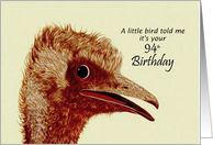 94th Birthday - Ostrich / Humorous card