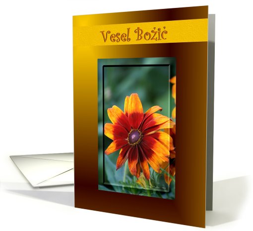 Vesel Bozic - Merry Christmas - (Slovenian)  Golden Floral card