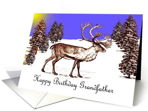 Happy Birthday ~ Grandfather ~ Caribou In A Clearing card (785937)
