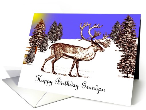 Happy Birthday ~ Grandpa ~ Caribou In A Clearing card (785938)