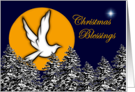 Christmas Blessings ~ General ~ Dove Flying Over Tree Tops card