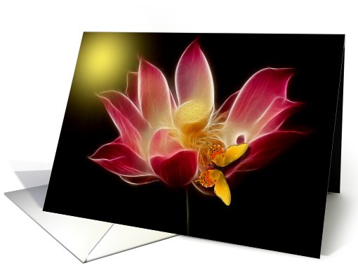 Blank Card / Note Card ~ General ~ Elegant Lotus & Butterfly card