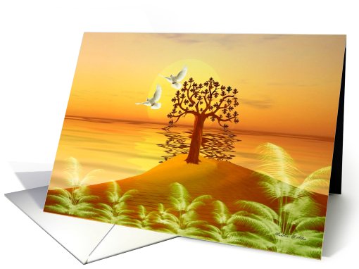 Blank Card / Note Card ~ General ~ Love Doves At Sunset card (812615)