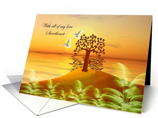 Romance / Sweetheart ~ General ~ Love Doves At Sunset card (812619)