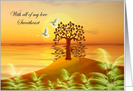 Romance / Sweetheart ~ General ~ Love Doves At Sunset card