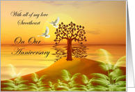 Wedding Anniversary ~ Sweetheart ~ Love Doves At Sunset card