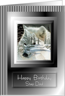 Birthday ~ Step Dad ~ White Wolf Faded Into Winter Scene card