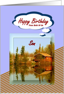 Happy Birthday / From Both Of Us ~ Son ~ A Cabin / Water Reflections card