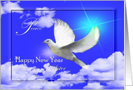 Peace / Happy New Year / Religious ~ Sister ~ Dove in flight card